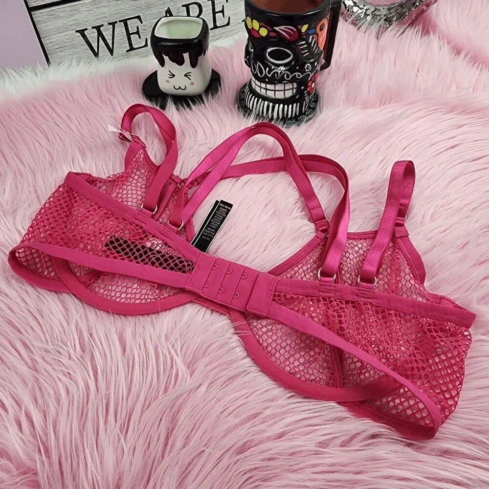 💕 NWT Victoria’s Secret Very Sexy Low Cut Demi Pink Mesh M-DD #7282 💕